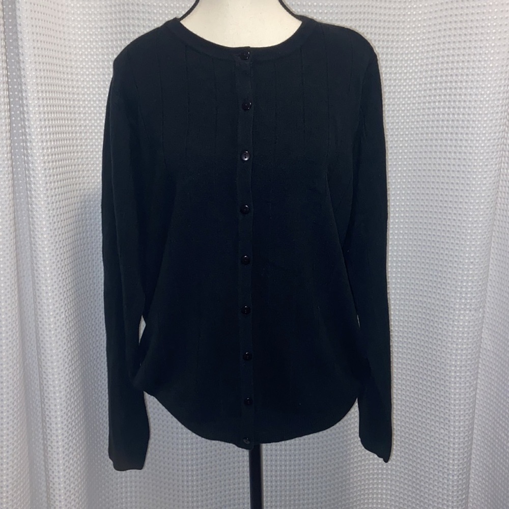 Vintage East West Fashions long sleeved buttoned soft black cardigan size Large